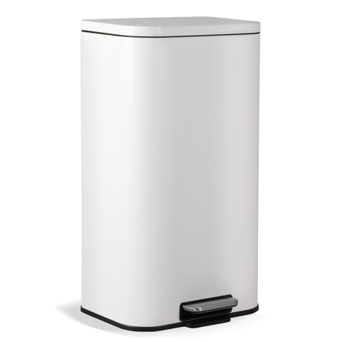 Bote de basura rectangular de acero inoxidable 30L con tapa suave