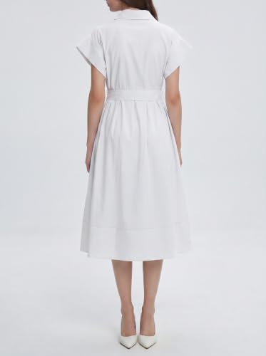 Image of EZAPINE Womens Summer Shirt Dress Casual Button Down Long Dress with Belt