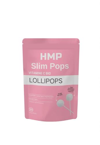 Slim Pops HMP - Sucettes Coupe-Faim pour Perte de Poids - 20 Sucettes Minceur, Vitamine C, Konjac, Mandarine Séchée, Prune Verte, Menthe - Sans Sucre et Enrichies en Fibres