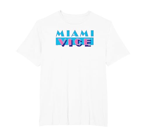 Miami Vice Logo T-Shirt, Men's Big and Tall, White, 2X Tall
