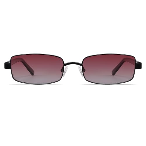 Image of VANLINKER Retro Rectangle Polarized Sunglasses for Women Men Small 90s Vintage Trendy Slim Narrow Rectangular Frame VL9684
