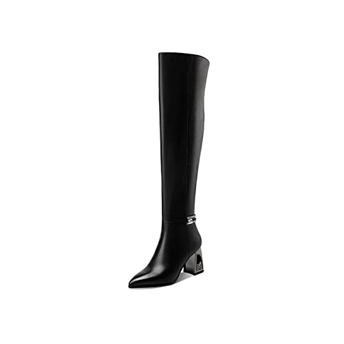Bottes en peau de vache pour femme avec talon épais élégant