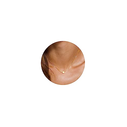 Foxgirl Gold Heart Necklaces for Women 14k Gold Plated Pendant Necklace Simple Cute Necklaces for Women Dainty Layered Choker Necklaces for Women Gold Jewelry for Teen Girls