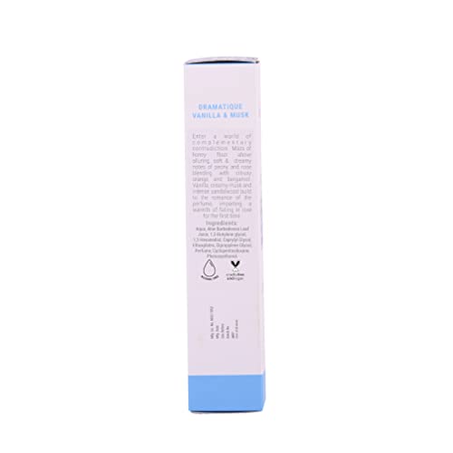 Image of Azafran Active Botanicals Fragrances - Dramatique Vanilla and Musk 80ml - Long Lasting Wood Fragrance, Alcohol-Free Organic Perfume for Men & Women, Ideal Birthday Gift for Men, No Parabens or Sulphates