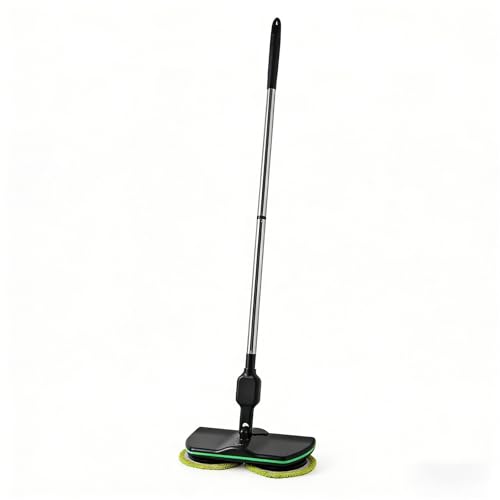 Balai rotatif électrique sans fil, poignée réglable avec double têtes rotatives, rechargeable pour sols en bois, carrelage, marbre, vinyle