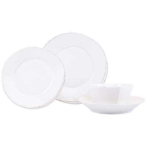Vietri Italian Lastra Collection Dinnerware Sets (White 4-Piece Place Setting)