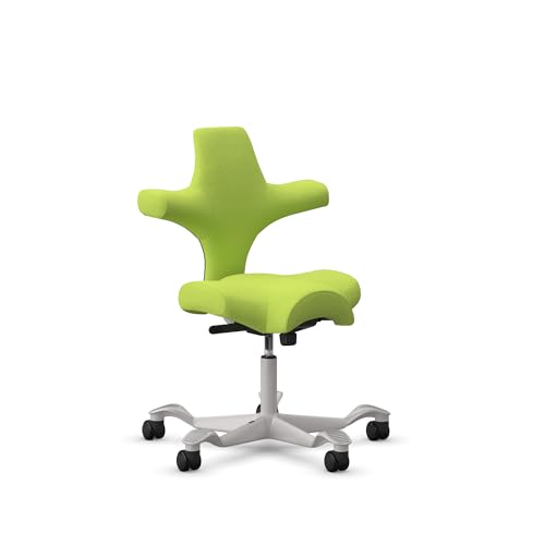 Image of HAG Capisco Standard Chair-Silver Frame-Upholstered Bright Green
