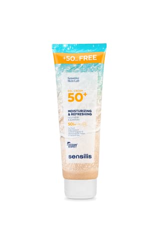 Sensilis - Gel Cream SPF50+, Fotoprotector Corporal Antiedad Fluido y Refrescante, Protector Solar UVB/UVA con Hierba Santa y Vitamina E, Hidratante para Todo Tipo de Piel, Ocean Respect - 250 ml