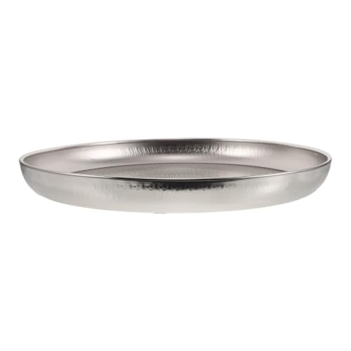 Bandeja de hierro plata MUSISALY con relieve marroquí elegante 2