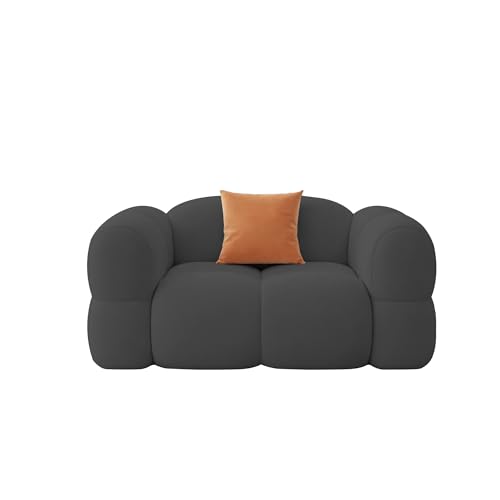 Image of Casaliving Vetras Modern Velvet Bubble Cloud Sofa, Tufted Design Upholstered 1 Seater Sofa Set for Living Room, (Black Colour) Premium Velvet Fabric Sofa