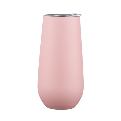 Gteller Bicchiere da champagne in acciaio inox da 170 ml, senza stelo con coperchio, tazza da viaggio a doppia parete, isolamento perfetto per vino, caffè, bevande, champagne, cocktail, colorati