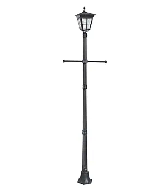 Kemeco ST4311BAH 6 LED Cast Aluminum Solar Lamp Post Light with Arm for Outdoor Landscape, Pathway Street, Patio, Garden, Yard (Black)