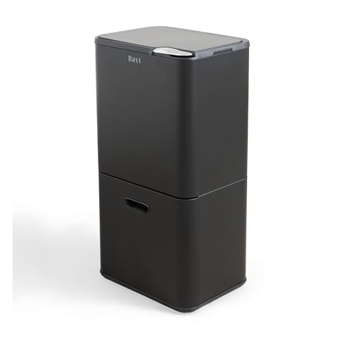 Bayt Poubelle De Tri Sélectif 60 L Pour La Cuisine - Poubelles De Cuisine À Double Bac De 60 Litres Pour Le Tri Des Déchets | Poubelle Verticale En Acier...