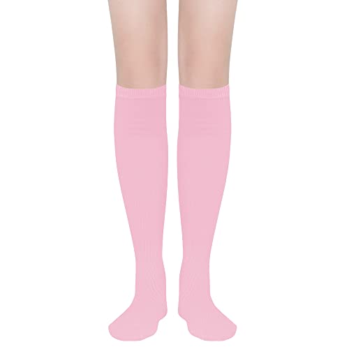 Image of DOOVID Casual Knee High Socks for Women Tube Socks Elasticity Athletic Socks Thin Stripe Knee High Stockings