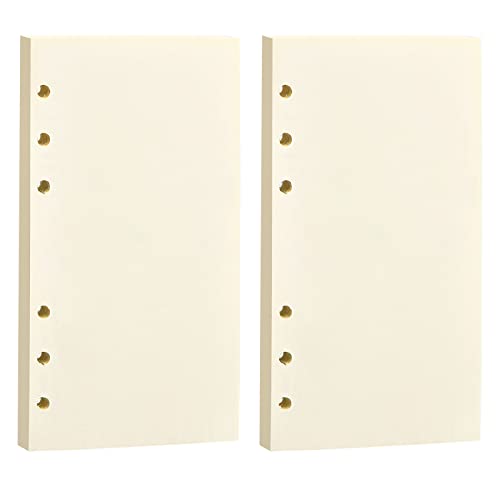 2 Paquetes de Papel de Recambio A6 Papel de Blanco A6 con 6 Anillas Hojas Repuestos de Papel, Papel de Recarga Recargable Hojas Sueltas para Cuadernos, Diarios Planificador Calendario, 170x95mm (B) Cover