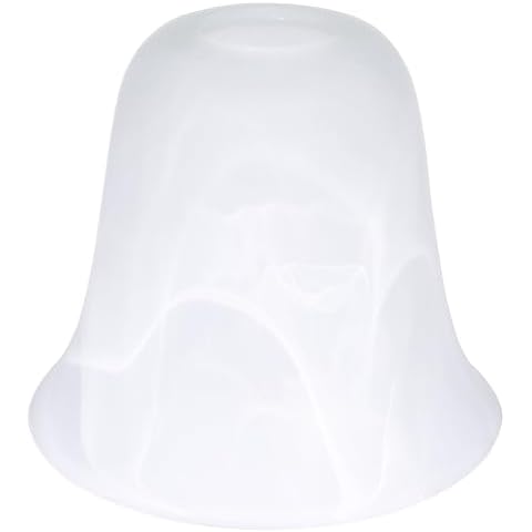 1 Pack White Glass Lampshade Replacement with Bell Shaped Frosted Alabaster Glass Lamp Shade 1-5/8-inch Fitter Opening for E26 Base Light Shade for Table Lamp Wall Sconce Pendant Light Chandelier Cover