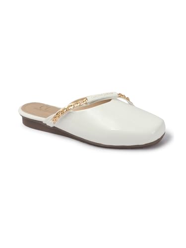 Image of Carlton London Women's Glossy Chain Detail Comfort Mules