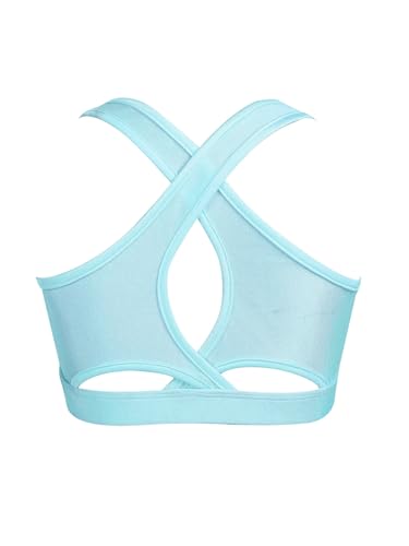 Kids Girls Pure Color Sports Bra Crisscross Keyhole Back Crop Tops Yoga Jogging Running Training Bras2