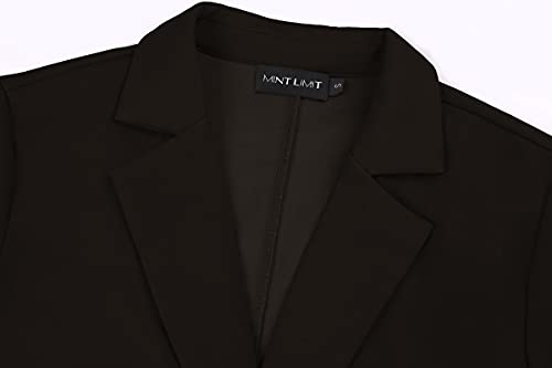 Mintlimit Women's Open Front Blazer Casual 3/4 Ruched Sleeve Jacket With Pocket (Black - Size 2Xl) #TOP6