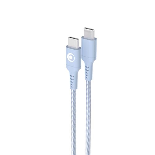 Câble Tissé USB C vers USB C 3A Bigben Bleu 1.2m pour Charge Rapide