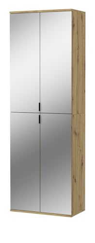 Inn.Furn Garderobenschrank in Eiche Artisan Schrank mit Spiegeltüren und Variabler Einteilung Schuhschrank Flur Diele 61 x 193 cm SystemX (Eiche Artisan)