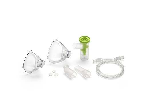 Air Liquide Healthcare, Kit Completo Accessori per SOFFIO CUBE, Ampolla Nebulizzatrice, Boccaglio, Nasale, Maschera Adulti e Pediatrica, Tubetto di Collegamento, 3 Filtri Aria, Kit Ricambio Aerosol