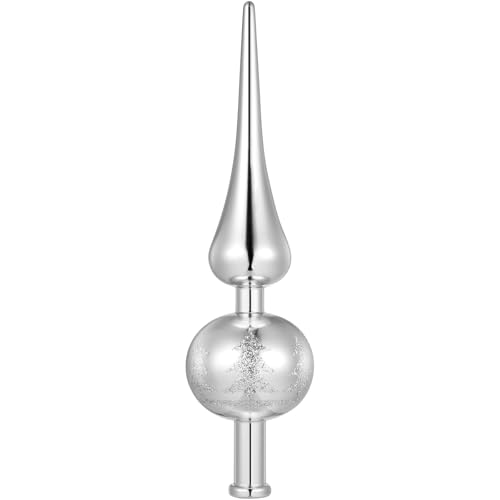 Garneck Finial Christmas Tree Toppers 9'' Silver Plastic Treetop Star Decoration Christmas Tree Ornament Xmas Festive Holiday Home Decor by Garneck - Used condition - US$7.99