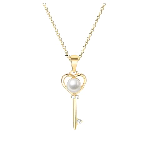 Collier anniversaire filles pendentif cœur clé zircon argent LXGGUC