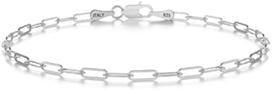 925 Sterling Silver Paperclip Chain Bracelet 3mm Silver Bracelet for Women Men Silver Bracelet 6.5-9 Inches (Silver 3mm, 6.5)