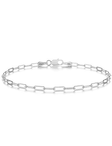 925 Sterling Silver Paperclip Chain Bracelet 3/4/5mm Silver Bracelet for Women Men Silver Bracelet 6.5-9 Inches