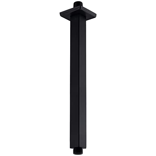 Anpean 12 Inch Square Ceiling Mounted Shower Arm And Flange, Matte Black #TOP9