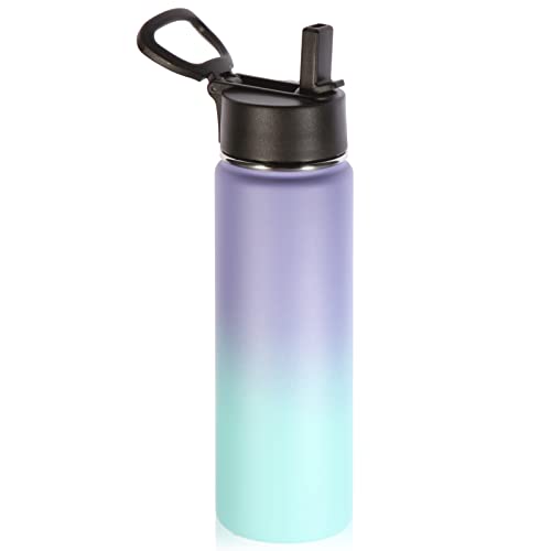 Volhoply 660ml Insulated Water Bottles with Straw Lid, Stainless Steel Bottle with Handle