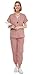 Eadflie Scrubs for Women Set - 8-Pocket V-Neck Scrub Uniform, Stretch Jogger Pants, Medical Workwear for Nurses, Pet Care (Pink/XS)