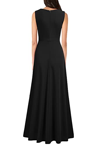 Mushare MX22000N87-N1 Women'S V Neck Sleeveless Split Formal Dress Cocktail Party Prom Long Dresses Black thumb #1