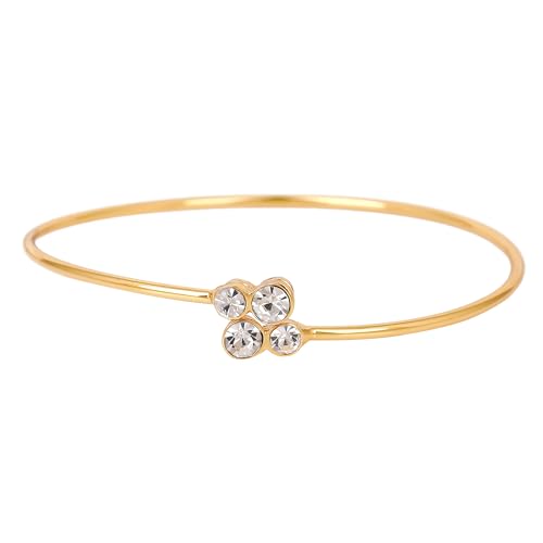 Estele Jewellery Bracelet for Women Gold Plated Stylish Designer Free Size Cuff Kada Bracelet with White Crystals for Girls and Women-301 BR (B08D13SR91) Amazon Price History, Amazon Price Tracker