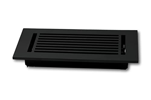 Madelyn Carter 4 x 12 Cast Aluminum Linear Bar Vent Cover with Damper - Black (Overall: 5.75 x 13.75) | Floor Register - Wall Register by Madelyn Carter - Image 3