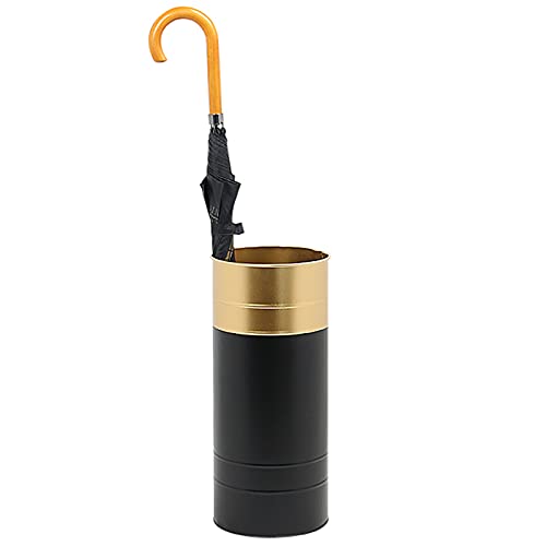 Porte-cannes autoportant et seau à parapluies noir et or pour couloir et maison