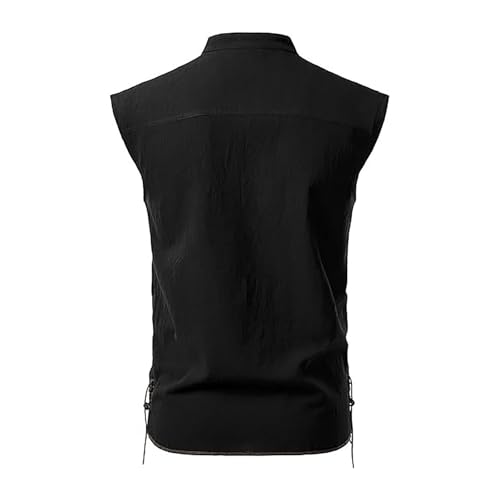 Camisa de lino para hombre sin mangas estilo hippie 2