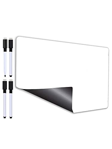 Image of Awestuffs Magnetic Dry Erase Whiteboard Sheet for Refrigerator - Stain Resistant Whiteboard Sheet - with 4 Markers and Eraser - [45 x 30 cm] [Made in India] (Plain White) (Large)