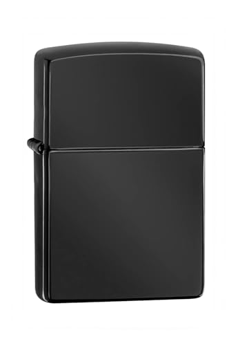 Accendino a Benzina Ricaricabile in Metallo Nero, Flip Top Meccanico, Tascabile