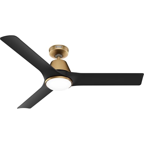 Image of Hunter 52 inch Aeronaut Outdoor Smart Ceiling Fan, LED Light, Remote, Gold
