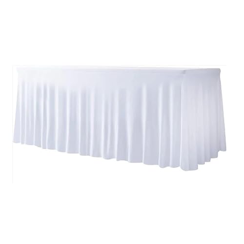 SHENJMAI Mantel elástico para banquete de boda, falda de mesa, color blanco y negro, mantel de spandex, al aire libre, fiesta en casa, 6 pies, 8 pies (blanco, 6FT 183 x 76 x 76 cm)