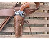 Shotgun Lilli Gun Belt with Left Handed Tooled Holster Combo - 38 Caliber - Leather - Brown