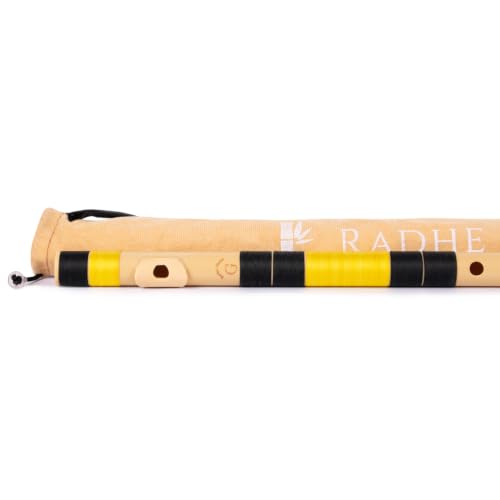 Image of Radhe Flutes PVC Fiber Bass G With Velvet Cover (Beige Flute With Black & Yellow Threads)