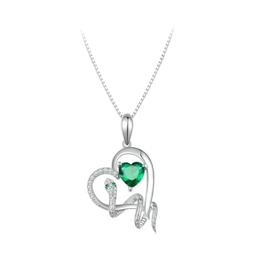 Collier pendentif coeur en argent 925 avec zircon vert étincelant pour femme