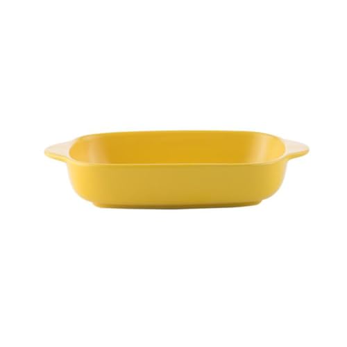 ZUNOXAZ Bandeja para Hornear Cerámica Rectangular Amarilla con Doble Asa Resistente Altas Temperaturas Práctica para Pasteles y Pan Cocina o Profesional
