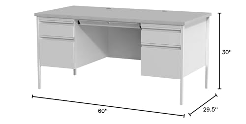 Lorell 60935 Grey Double Pedestal Steel/Laminate Desk thumb #2