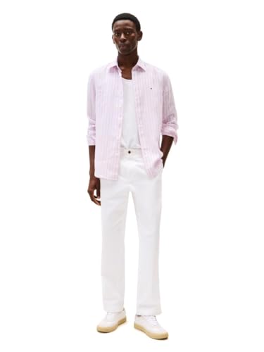 Image of Tommy Hilfiger Men's Long Sleeve Casual Linen Button Down Shirts in Regular Fit