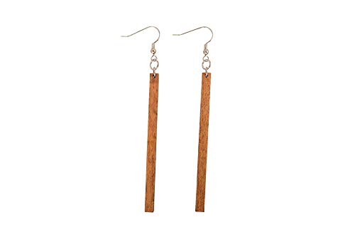 Skinny Natural Matchstick Wood Earrings from Reclaimed Mahogany