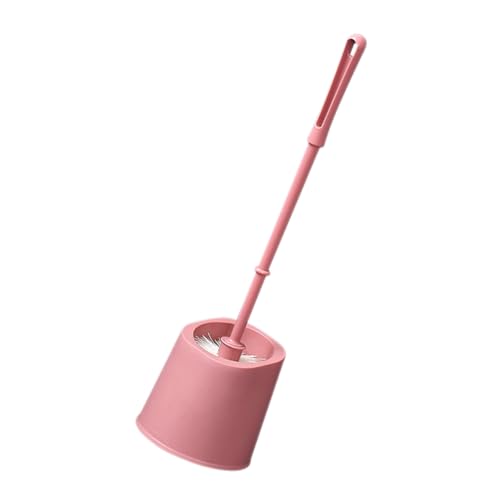 FONDOTIN Cepillo para Inodoro Soporte Cepillo de Fregar Plástico Suave Palo Largo Rosa para Baño Herramientas de Limpieza del Baño